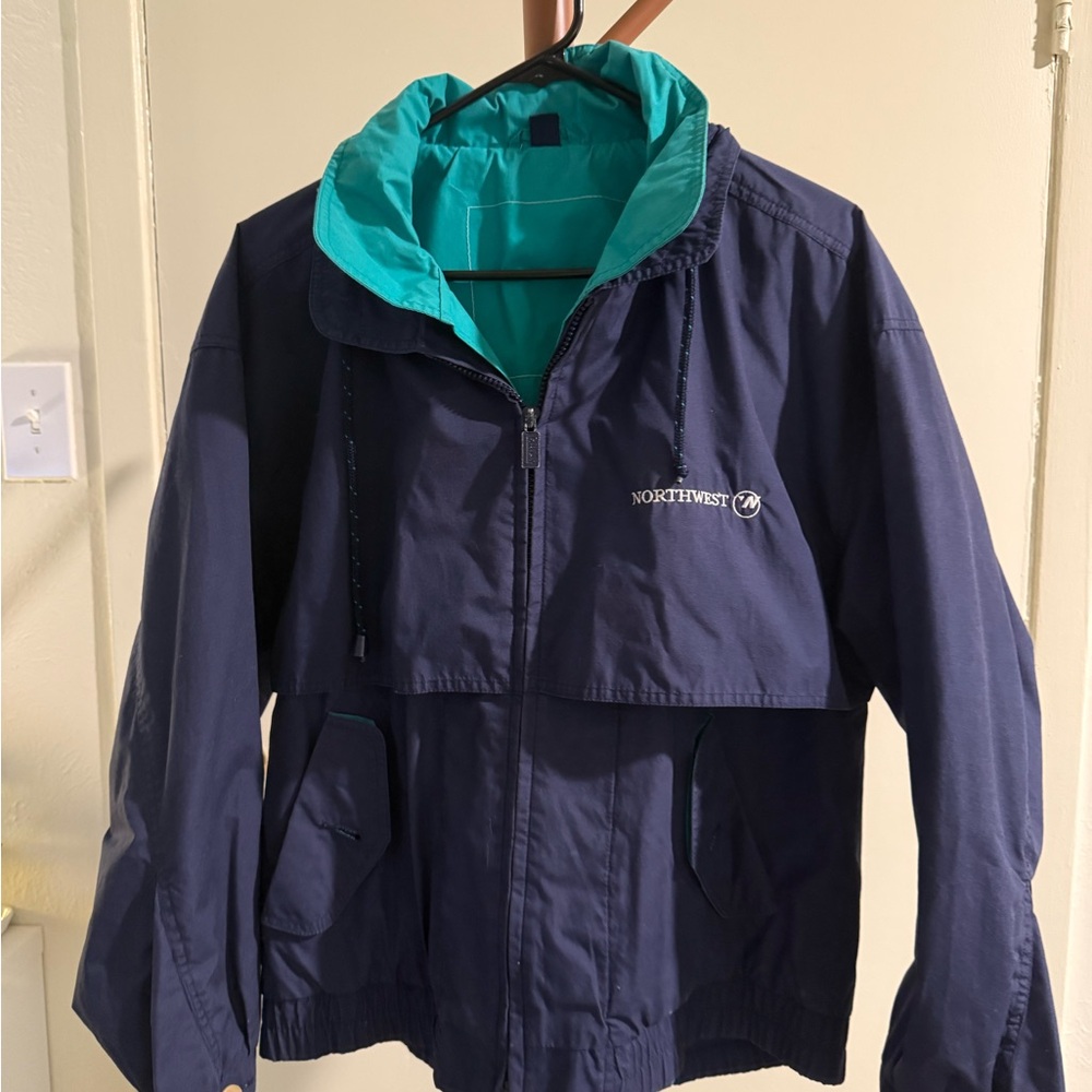 Vintage Northwest Airlines Navy Jacket with Teal Lining